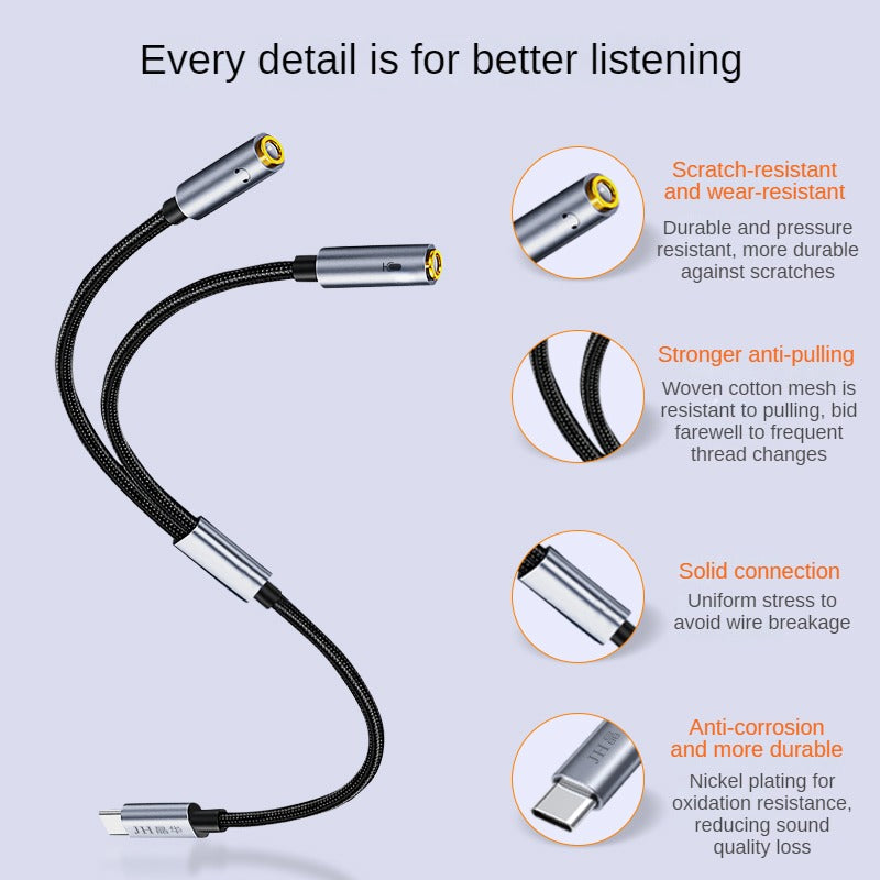 IA563 Type-C to 3.5mm headphone adapter cable
