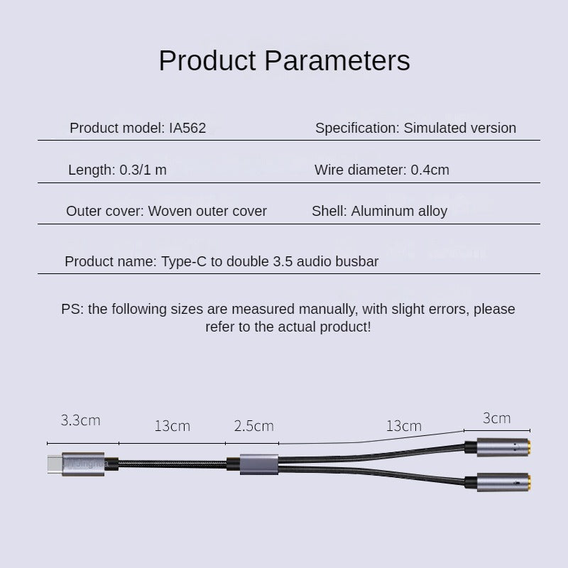 IA563 Type-C to 3.5mm headphone adapter cable