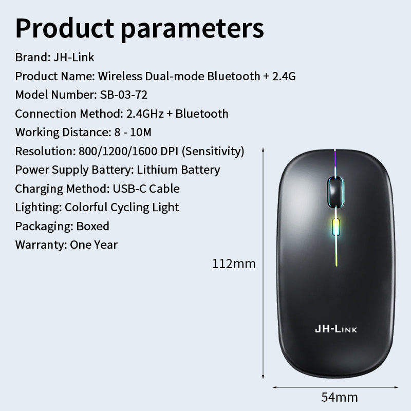SB-03-72 Wireless Dual-Mode Bluetooth + 2.4G Mouse Rechargeable Base Station