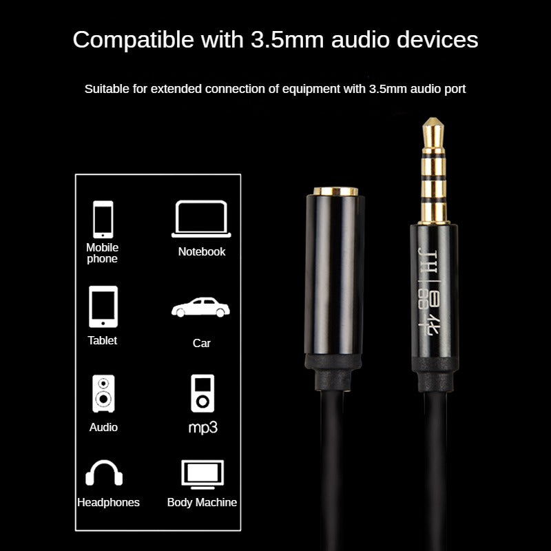 IA322 AUX Male to Female Black 1.2m