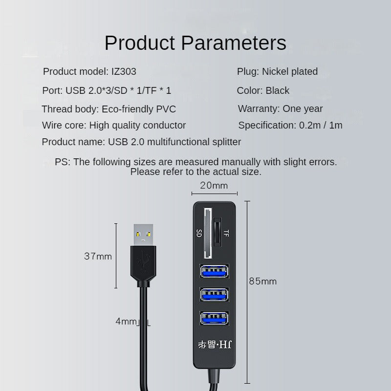 IZ303 5-in-1 Extender USB Front Model Black Elite