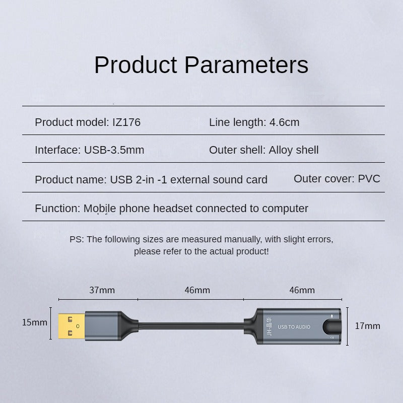 IZ176 USB two-in-one external sound cara