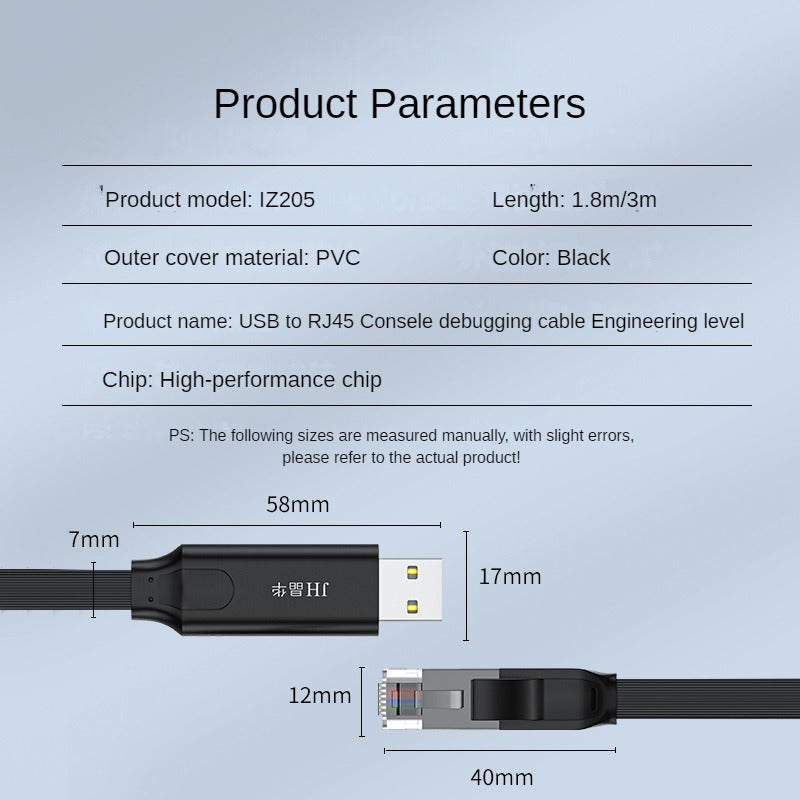 IZ205 USB to RJ45 Console debugging line