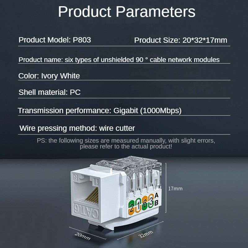 IP803  six types of unshielded 90 · cable network modules