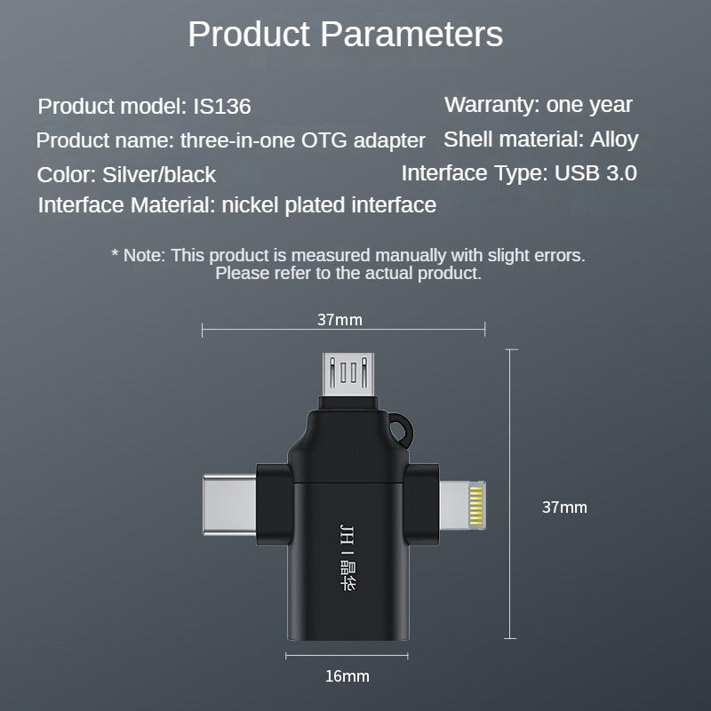 IS136 three-in-one OTG adapter