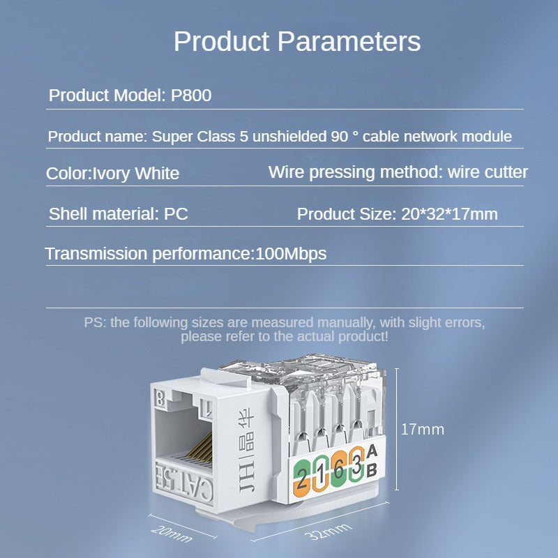 IP800Super Class 5 unshielded 90 ° cable network module