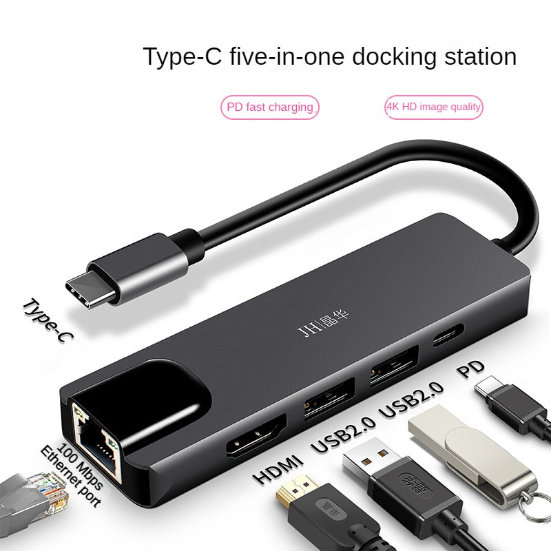 IZ328  Type-C TO 5合1PD+3.0USB2+HDMI+RJ45