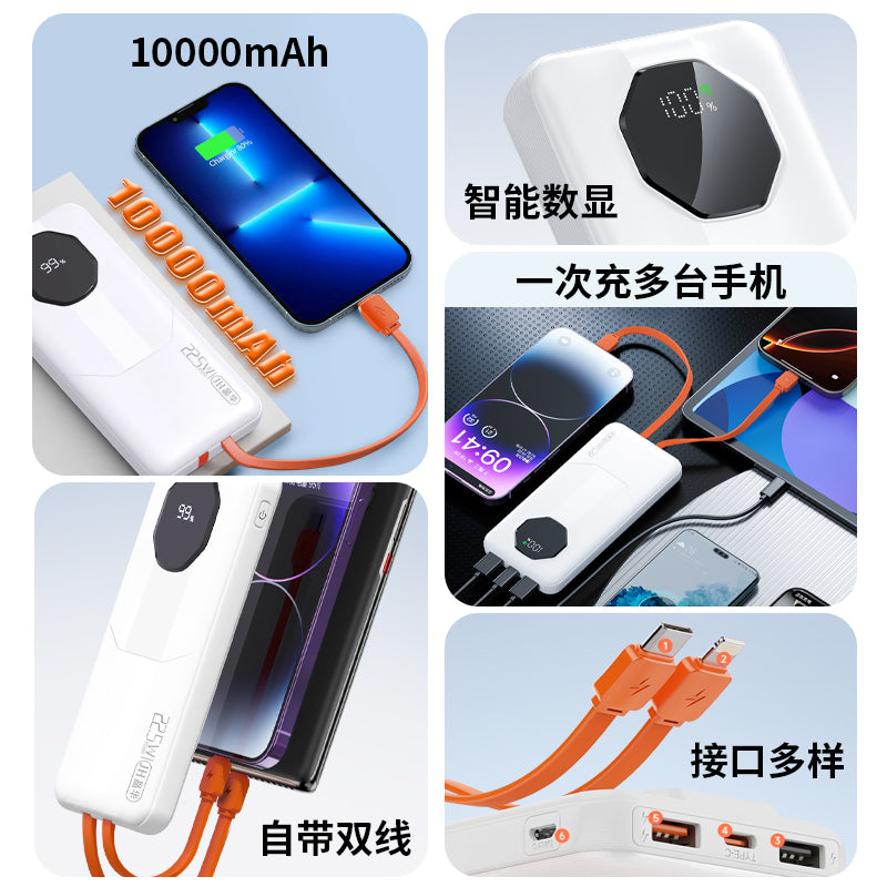 M519 comes with a 10000mAh fast-charging portable power bank with LED display