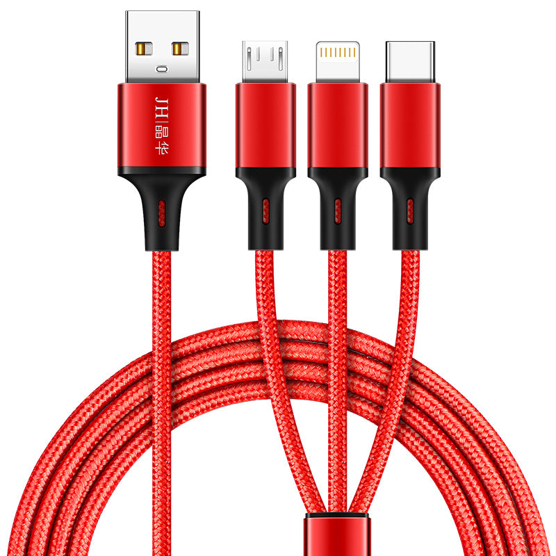 IU358D - Alloy One-to-Three Data Cable (Red)