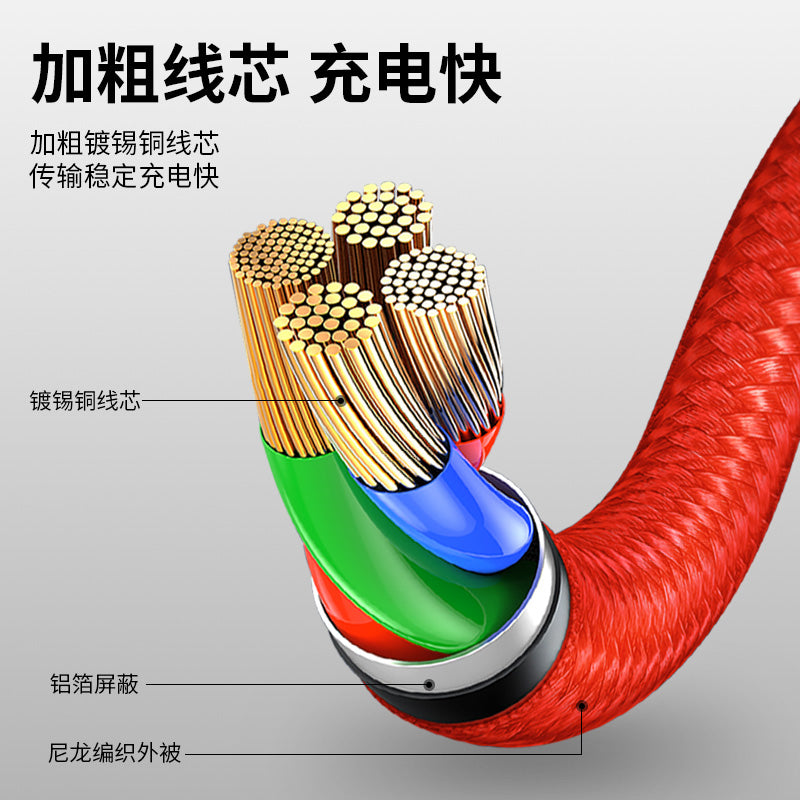 IU358D - Alloy One-to-Three Data Cable (Red)