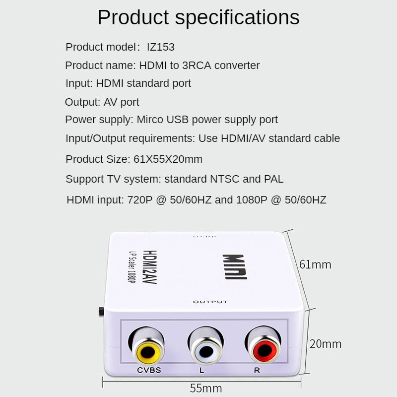 IZ153 HDMI to 3RCA converter