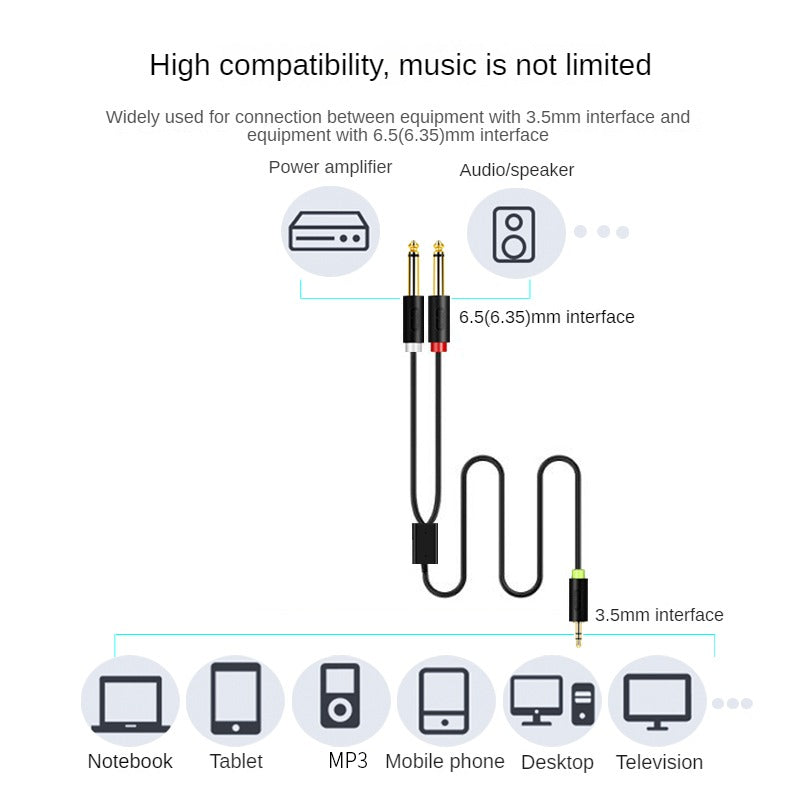 IA152 3.5 to 6.5-Split-Two Audio Cable