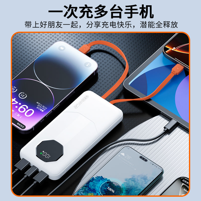 M519 comes with a 10000mAh fast-charging portable power bank with LED display