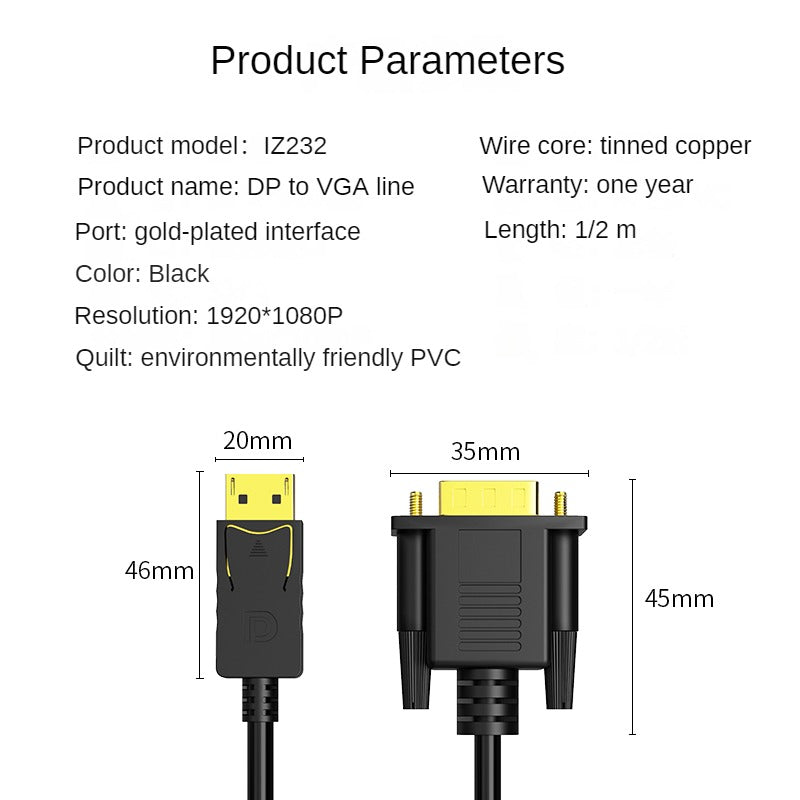 IZ232 DP to VGA HD conversion line